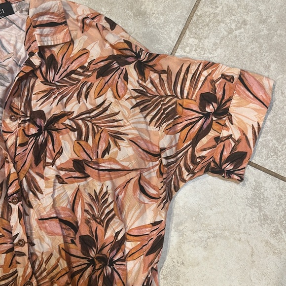 Vici Peach Tropical Floral Palm Print Button Front Maxi Dress S Beach Summer - Picture 4 of 8